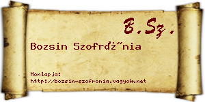 Bozsin Szofrónia névjegykártya